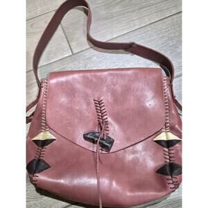 Vintage Leather Lucky Brand Purse In Brick Red Color Excellent Cond Magnet Close